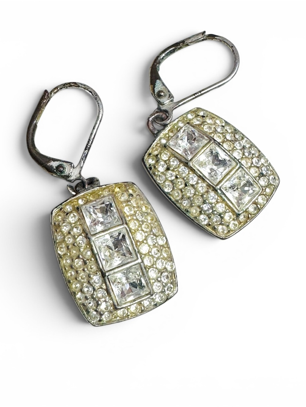 Vintage Givenchy Crystal Pavé Leverback Drop Earrings